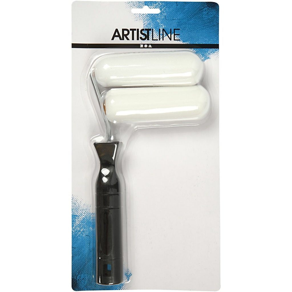 Creativ Company Farbroller – Schaumstoff, Breite 100 mm, Schwarz, Silber, Weiss, 1 Stück