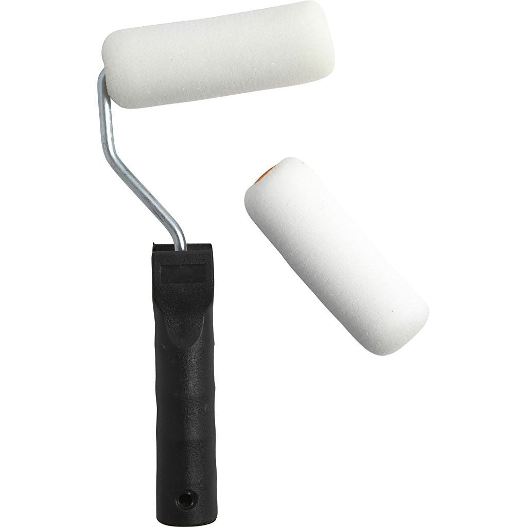Creativ Company Farbroller – Schaumstoff, Breite 100 mm, Schwarz, Silber, Weiss, 1 Stück