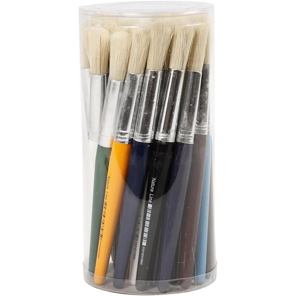 Creativ Company Rundpinsel Kinder – Holz, Schweineborsten, Ø 15 mm, 30er-Pack