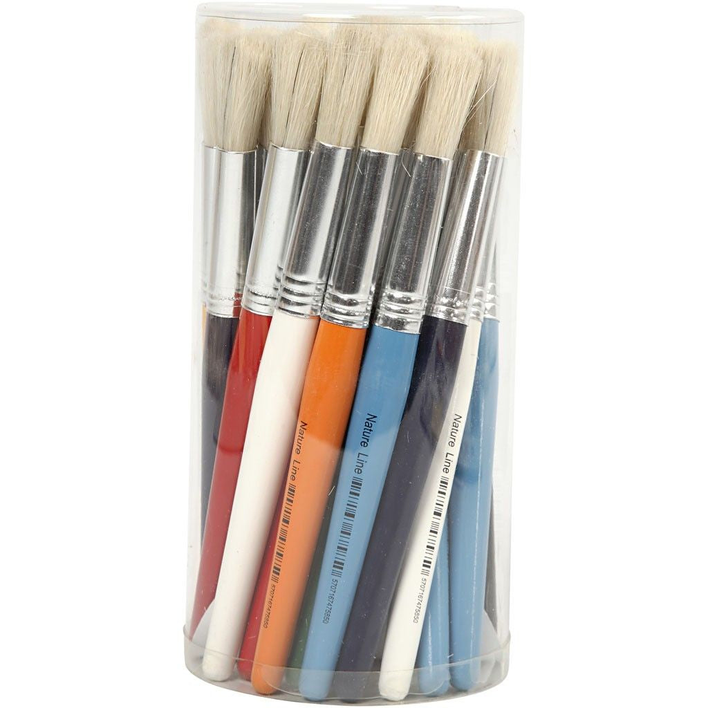 Creativ Company Rundpinsel Kinder – Holz, Schweineborsten, Ø 15 mm, 30er-Pack