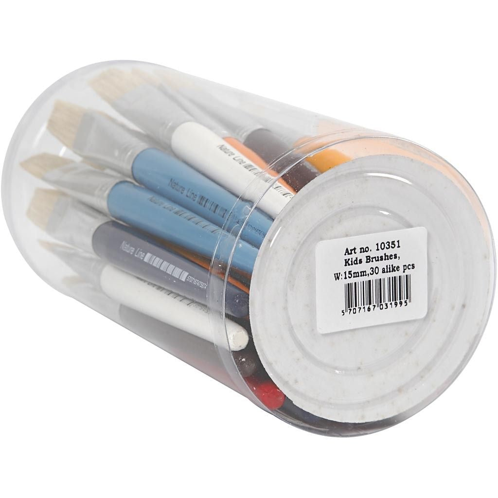 Creativ Company Pinsel-Set – Flachpinsel, Breite 15 mm, Schweineborsten, 30er-Set