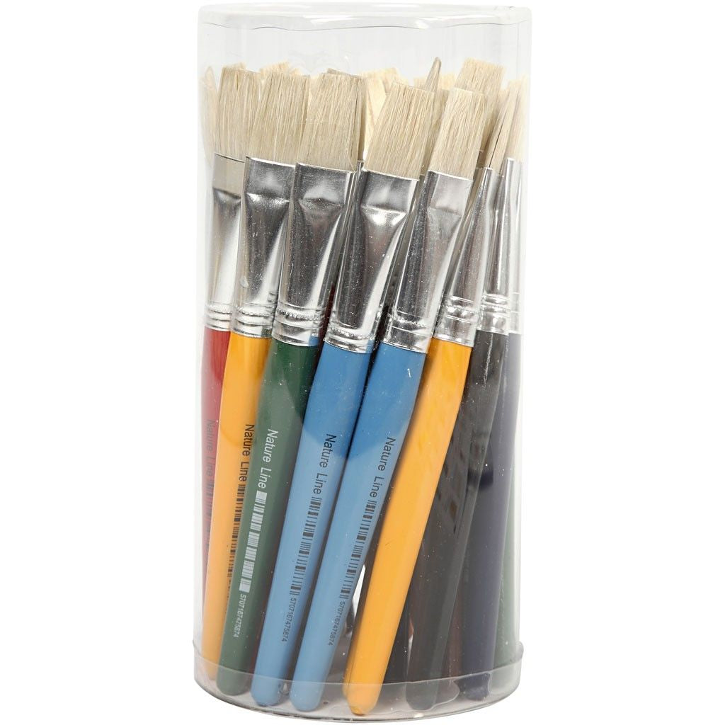 Creativ Company Pinsel-Set – Flachpinsel, Breite 15 mm, Schweineborsten, 30er-Set