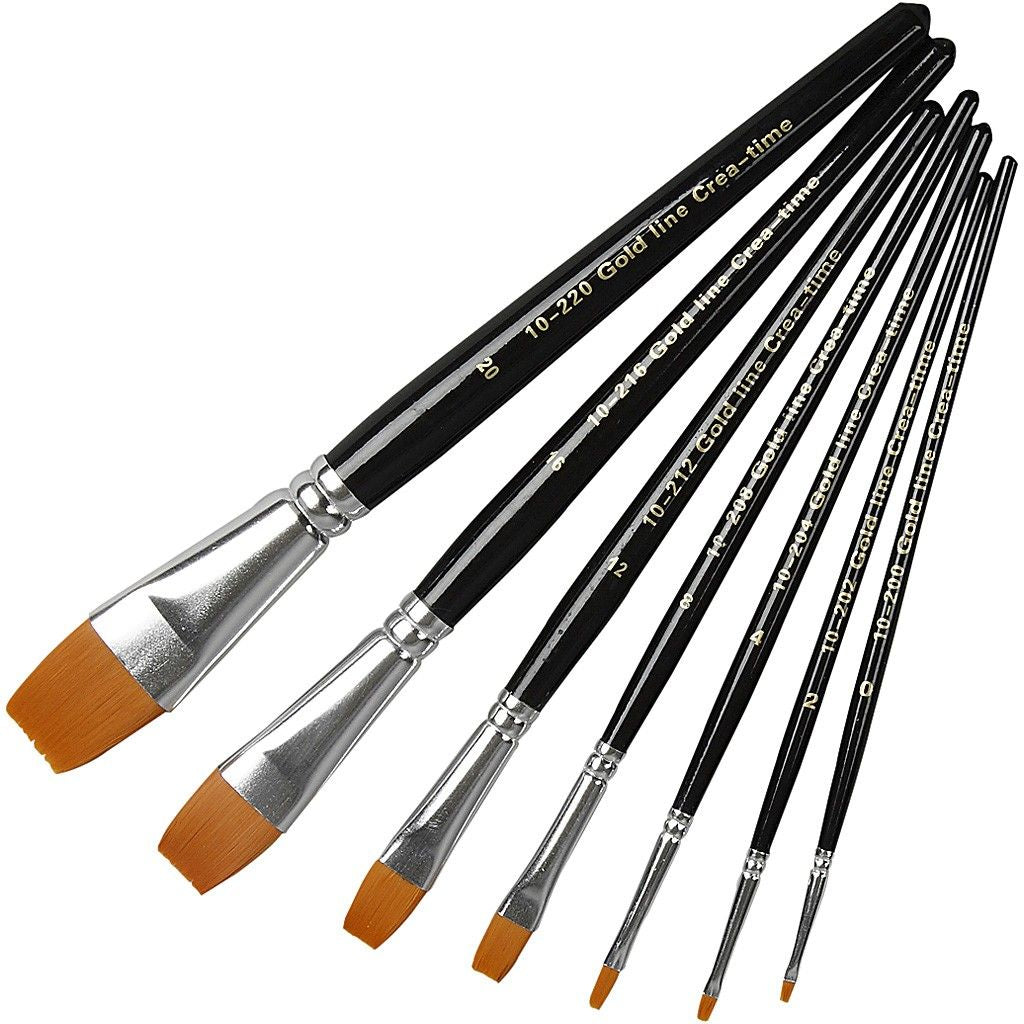 Creativ Company Pinsel-Set – Flachpinsel, Nylon, Breite 2–24 mm, 7-teiliges Set