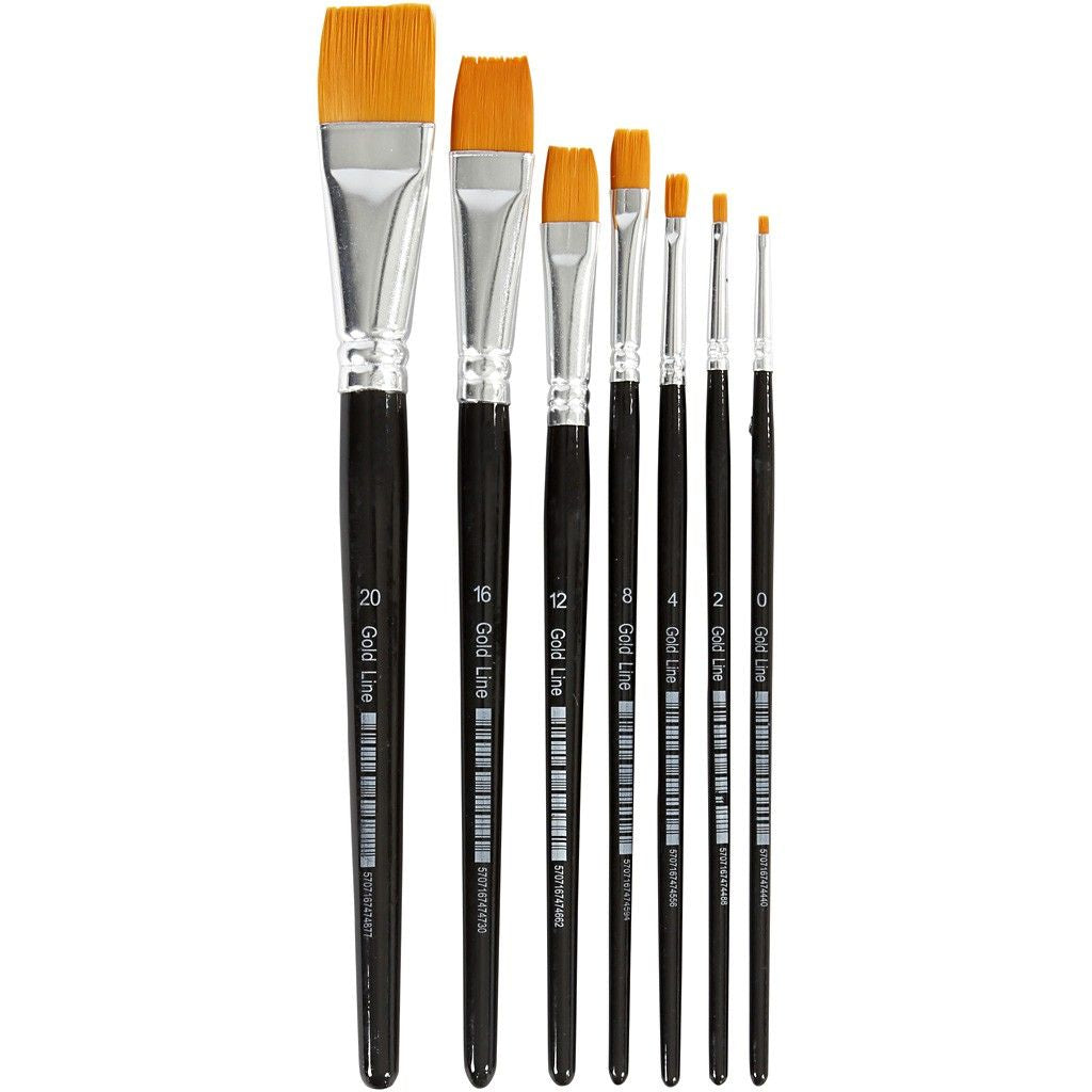 Creativ Company Pinsel-Set – Flachpinsel, Nylon, Breite 2–24 mm, 7-teiliges Set