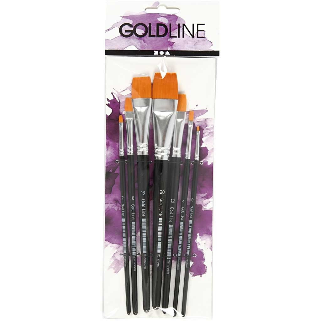 Creativ Company Pinsel-Set – Flachpinsel, Nylon, Breite 2–24 mm, 7-teiliges Set