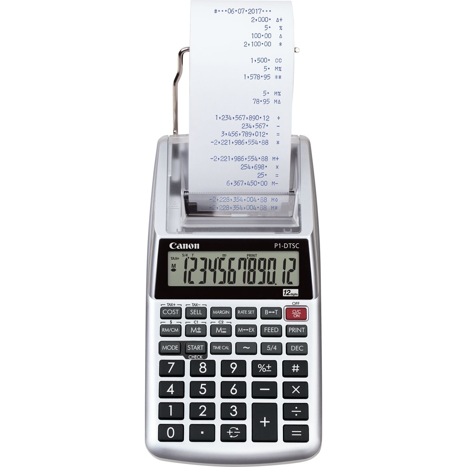 Canon Druckender Tischrechner P1-DTSC II – 12-stellig – Netz/Batterie – Grau