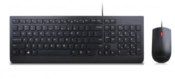 Lenovo Essential Wired Keyboard+Mouse – Tastatur-Maus-Set – kabelgebunden, USB – QWERTZ (CZ) – schwarz