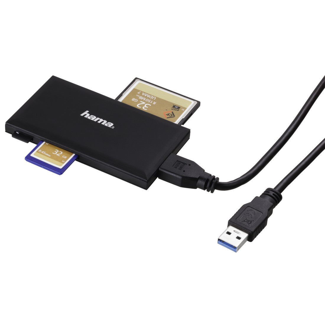 Hama Externer Kartenleser – 90,3 × 9 × 50,3 mm, USB 3.0, schwarz