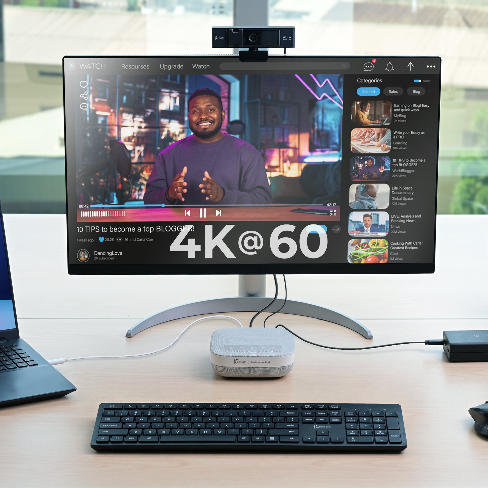 j5create Dockingstation – USB-C, 1× HDMI, 2× USB-A, 1× USB-C, 100 W PD, GbE, für Windows/Mac/Android