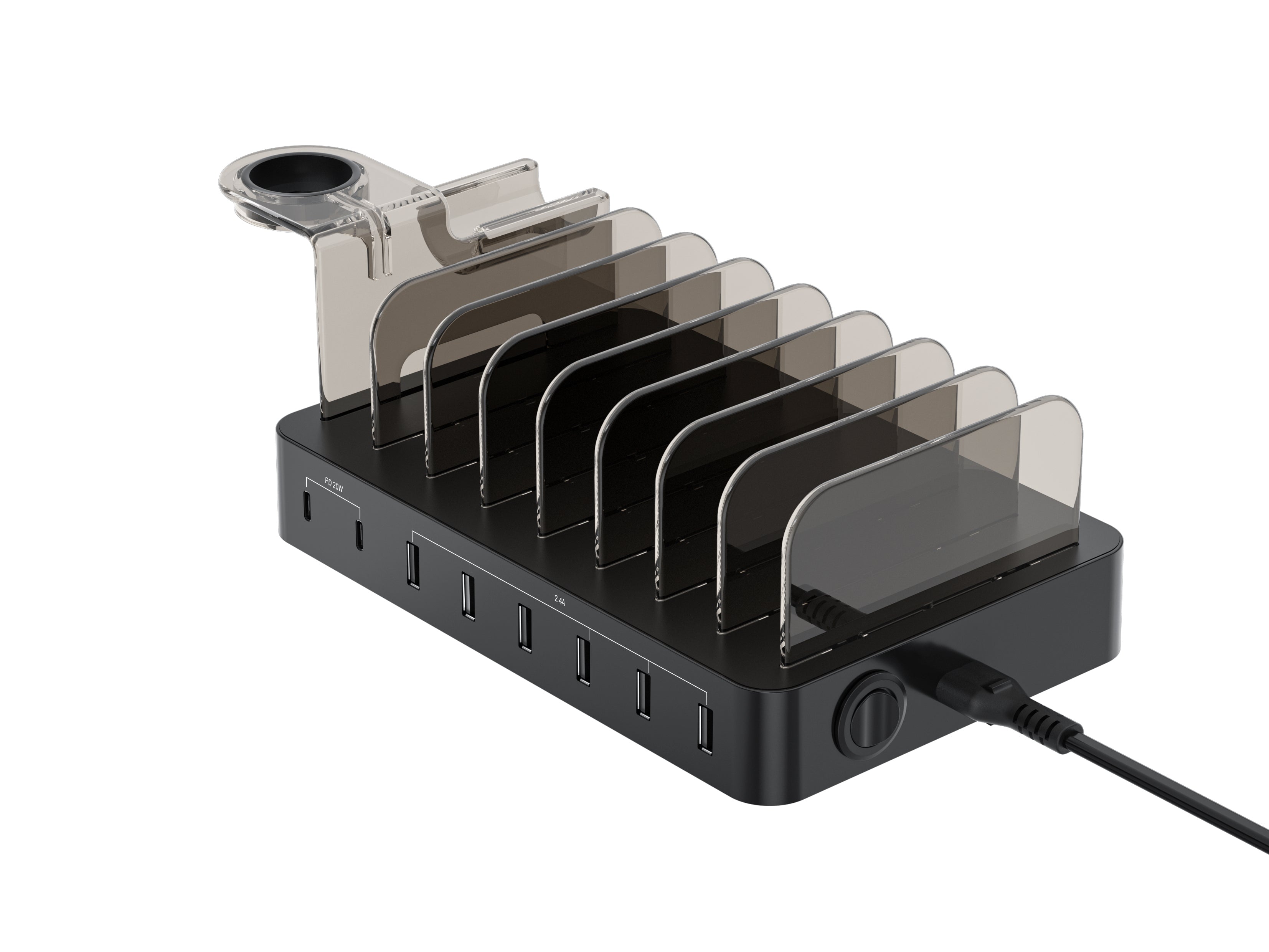 Conceptronic OZUL02B USB-Desktop-Ladegerät 75 W – USB-C×2, USB-A×6 – PD 3.0 – Schwarz