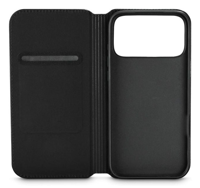Black Rock Booklet Slim Folio – für Apple iPhone 17 Pro Max, mit Kartenfach, Mikrofaser+PU+TPU, schwarz