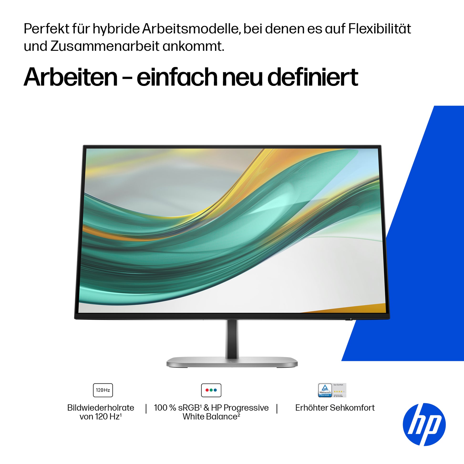 HP 527pf – Monitor, 27", 1920 × 1080 (Full HD), IPS, 120 Hz, 350 cd/m², VESA 100 × 100, Schwarz