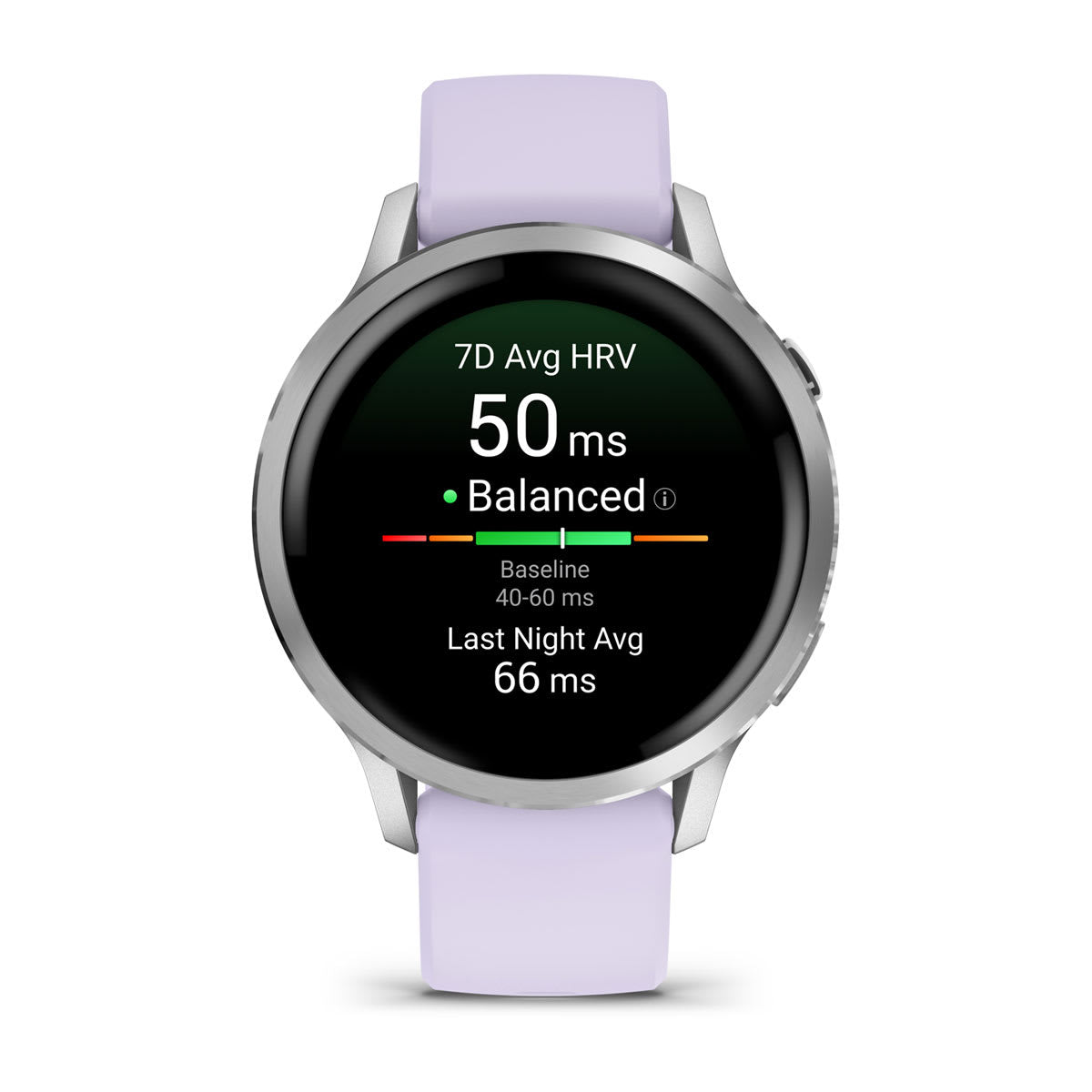 Garmin Venu 4 – Smartwatch – 41 mm, GPS, AMOLED, Gorilla Glass, 5 ATM, Silber/Lavendel, Sportarmband