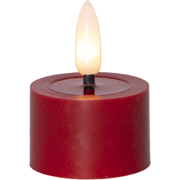 Star Trading LED-Teelicht – 2er Pack, Ø 4 × 5 cm, 0,01 W, Warmweiss, Rot, Timer