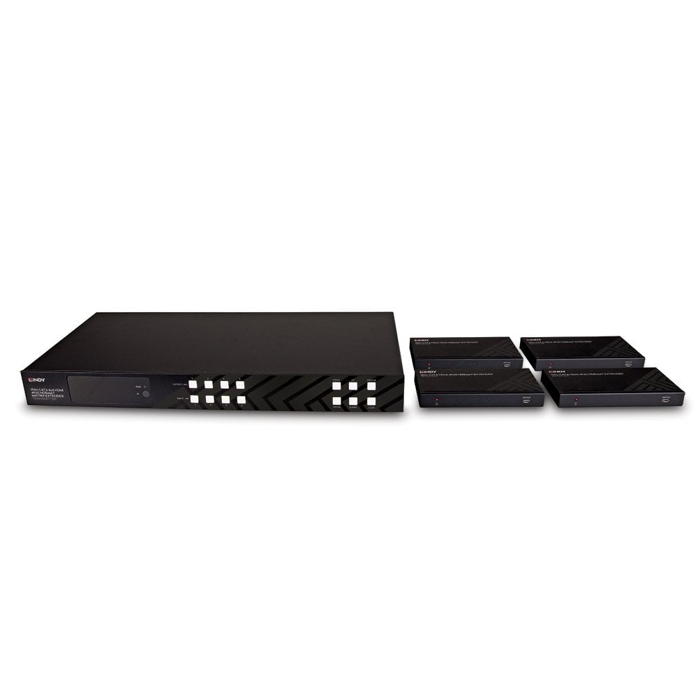 Lindy HDMI-Matrix 4×4, 4K60, HDBaseT über Cat-6, bis 150 m
