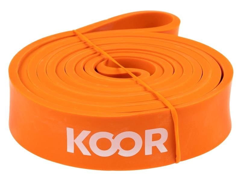 KOOR Fitnessband, F00927, 208,0 cm × 2,9 cm × 0,5 cm, Latex, Orange, Schwer, Widerstand 30–35 kg – 1 Stück