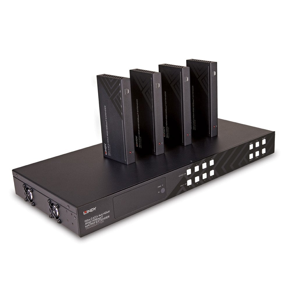 Lindy HDMI-Matrix 4×4, 4K60, HDBaseT über Cat-6, bis 150 m