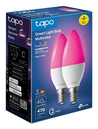 TP-Link LED-Leuchtmittel Kerze E14 2er-Pack – 4,8 W dimmbar, 470 lm, 2500–6500 K, Multi, 260°