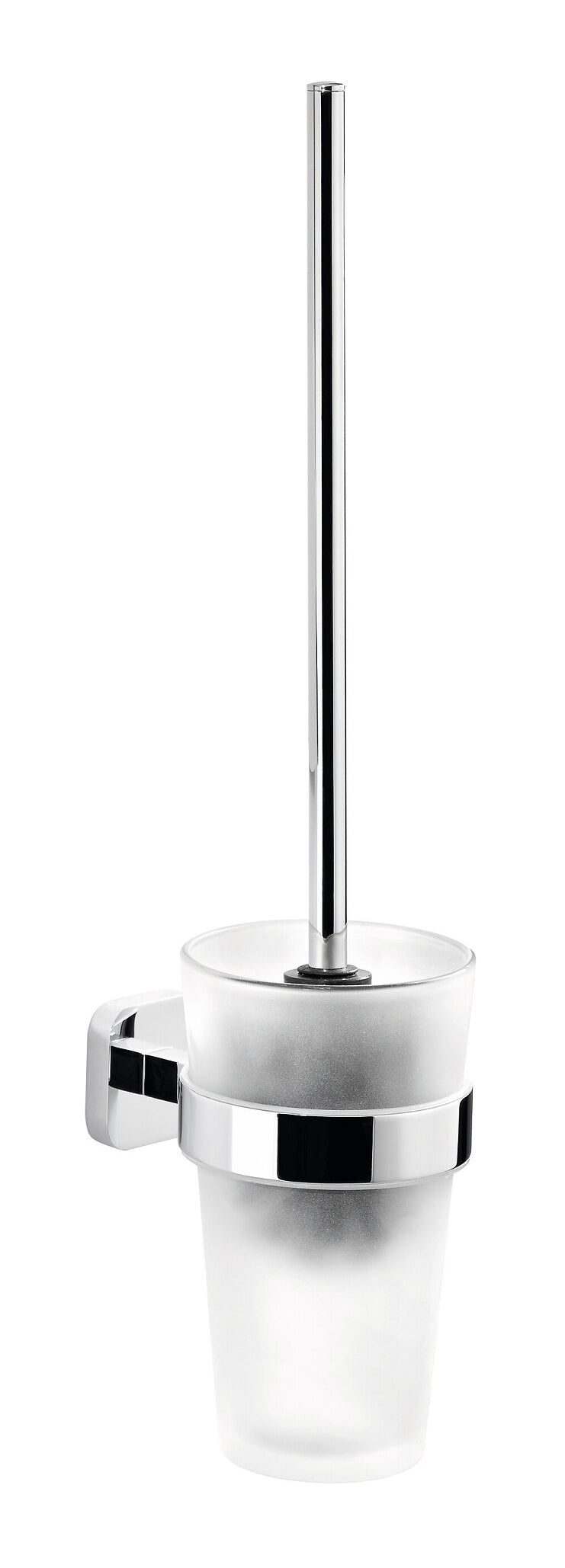 TESA ELEGAANT – WC-Bürstenset – Metall Chrom, Weiss, Wandmontiert, mit Abnehmbarem Container, H 44,5 cm