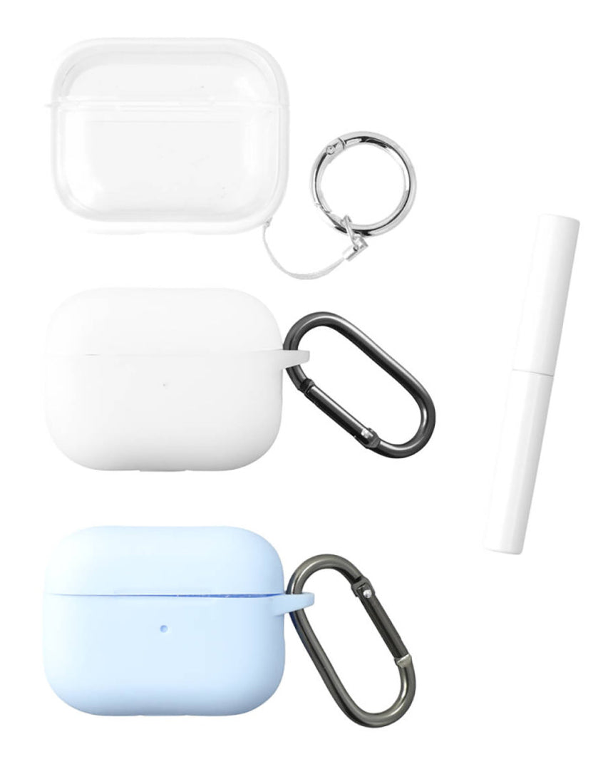 4smarts Case Set Omega – Schutzhülle – für AirPods Pro 2 – Kunststoff/Silikon, Hellblau, Weiss – 3er-Set