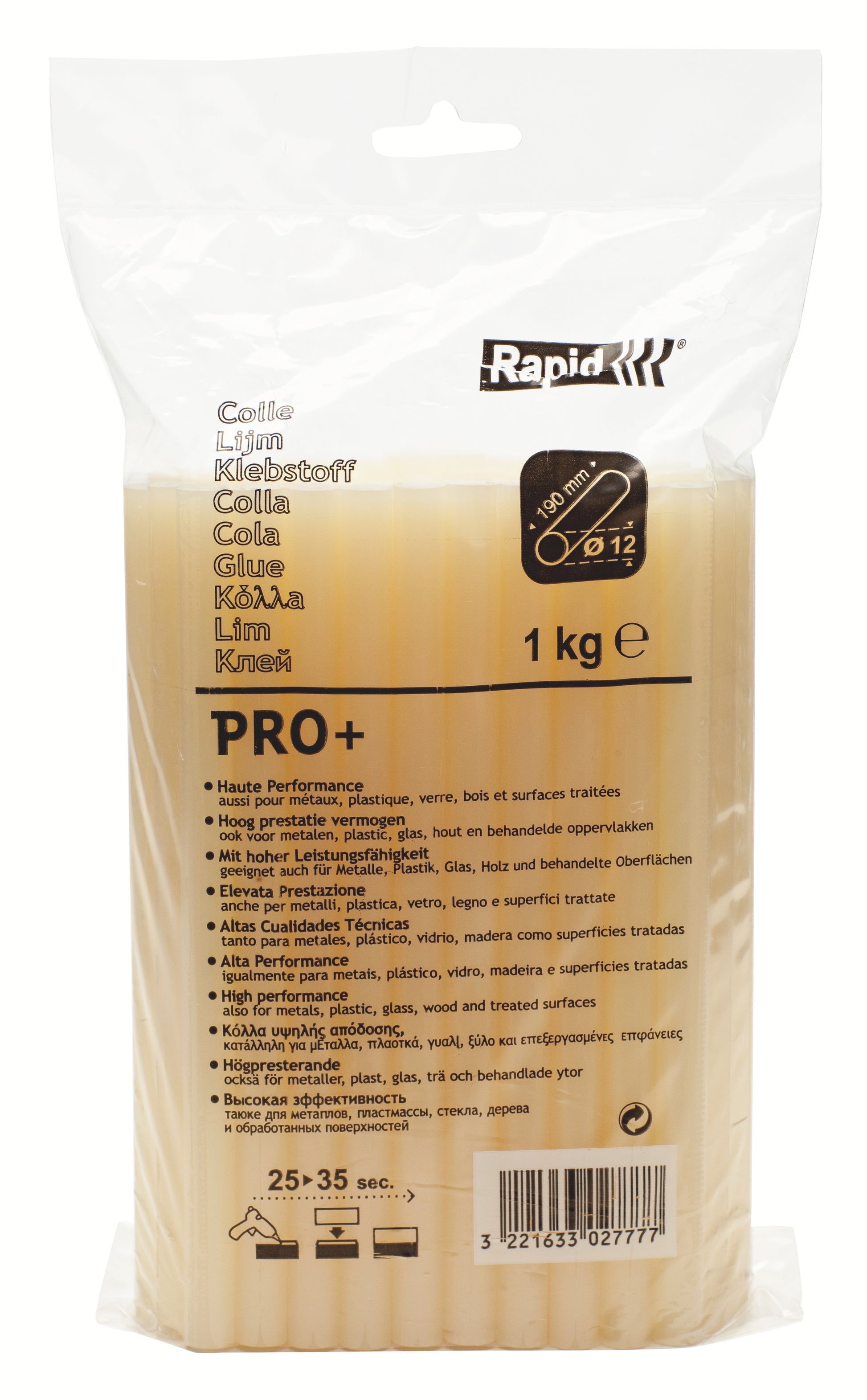 Rapid Klebepatronen PRO+ – Ø 12 × 190 mm – beige – 1 kg – für Kunststoff, Holz