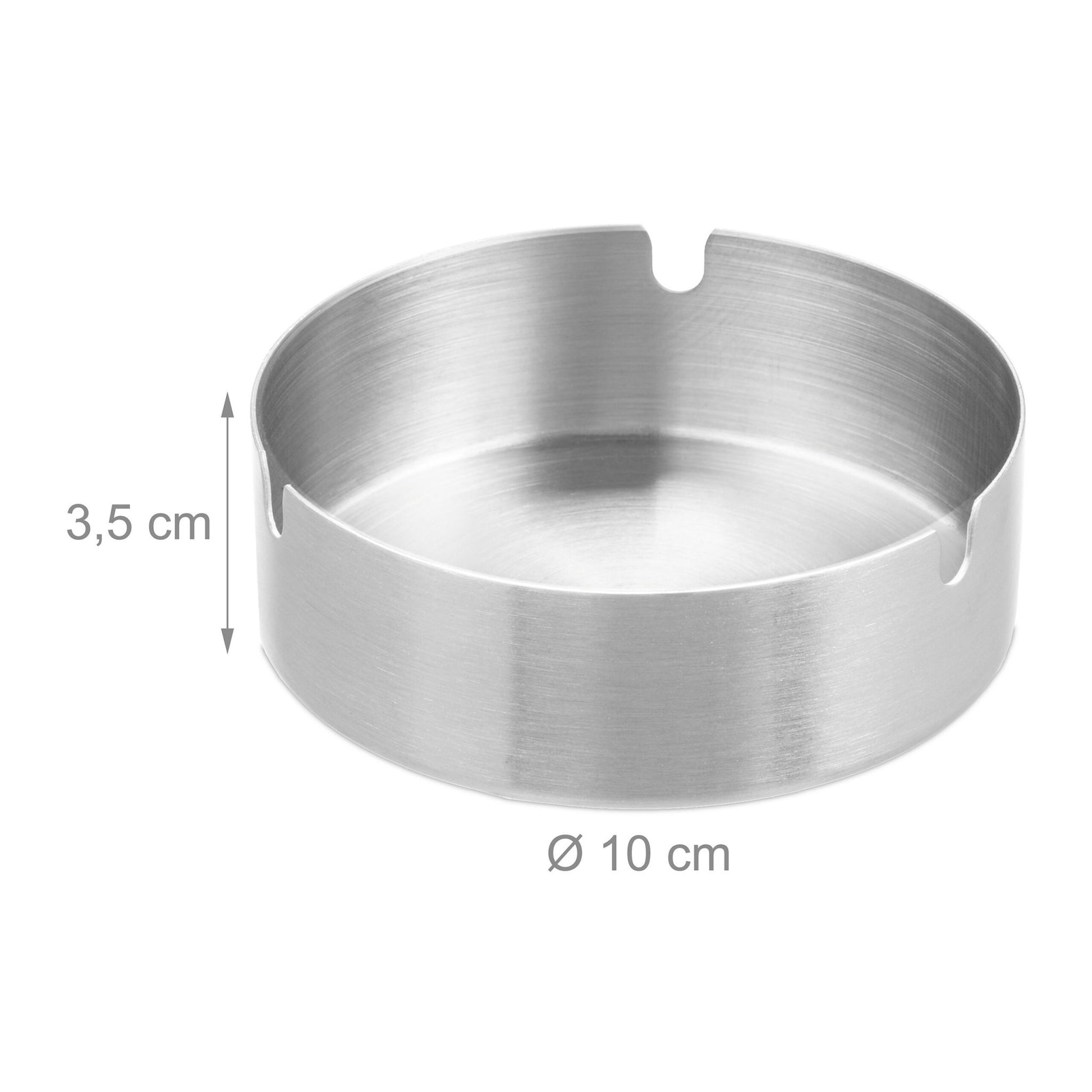 Relaxdays Aschenbecher – Ø 10 cm × 3,5 cm, Edelstahl, silber, spülmaschinenfest, 2 Stk.
