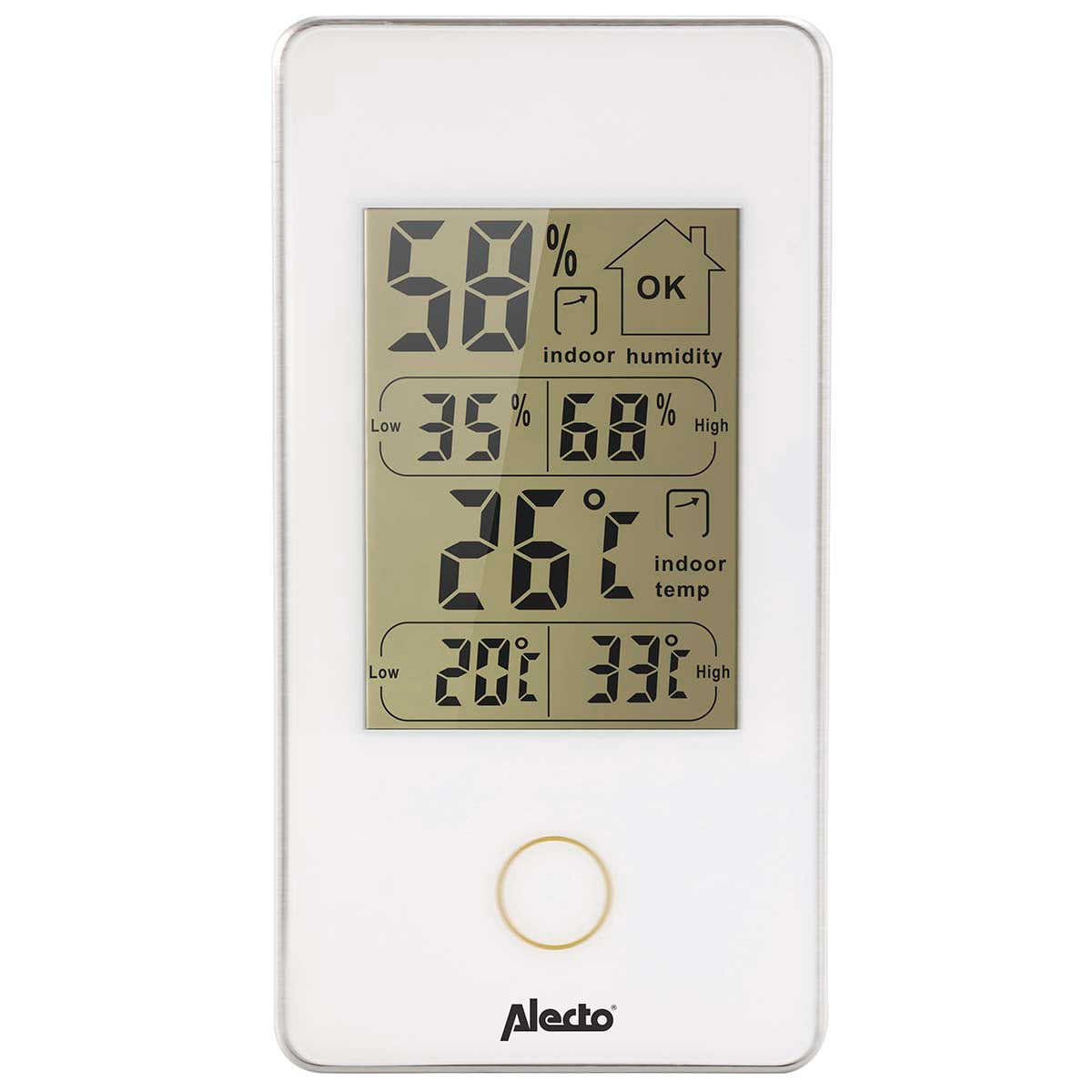 Alecto WS-75 – Thermo-/Hygrosensor, Display, Min-/Max-Anzeige – Weiss