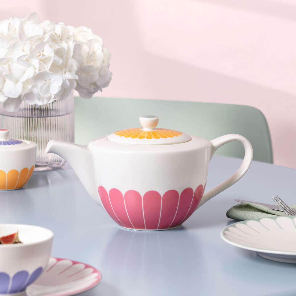 Villeroy & Boch Teekanne Fleur – 1,2 l, 15,5 × 27,5 × 14,0 cm, Porzellan, nicht für Kochfelder