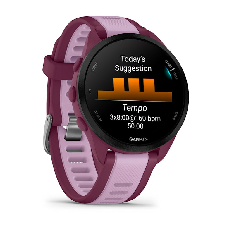 Garmin Forerunner 165 Music – GPS-Smartwatch – 43 mm, 1,2", GPS, Bluetooth, Schwimmen, Beere/Flieder