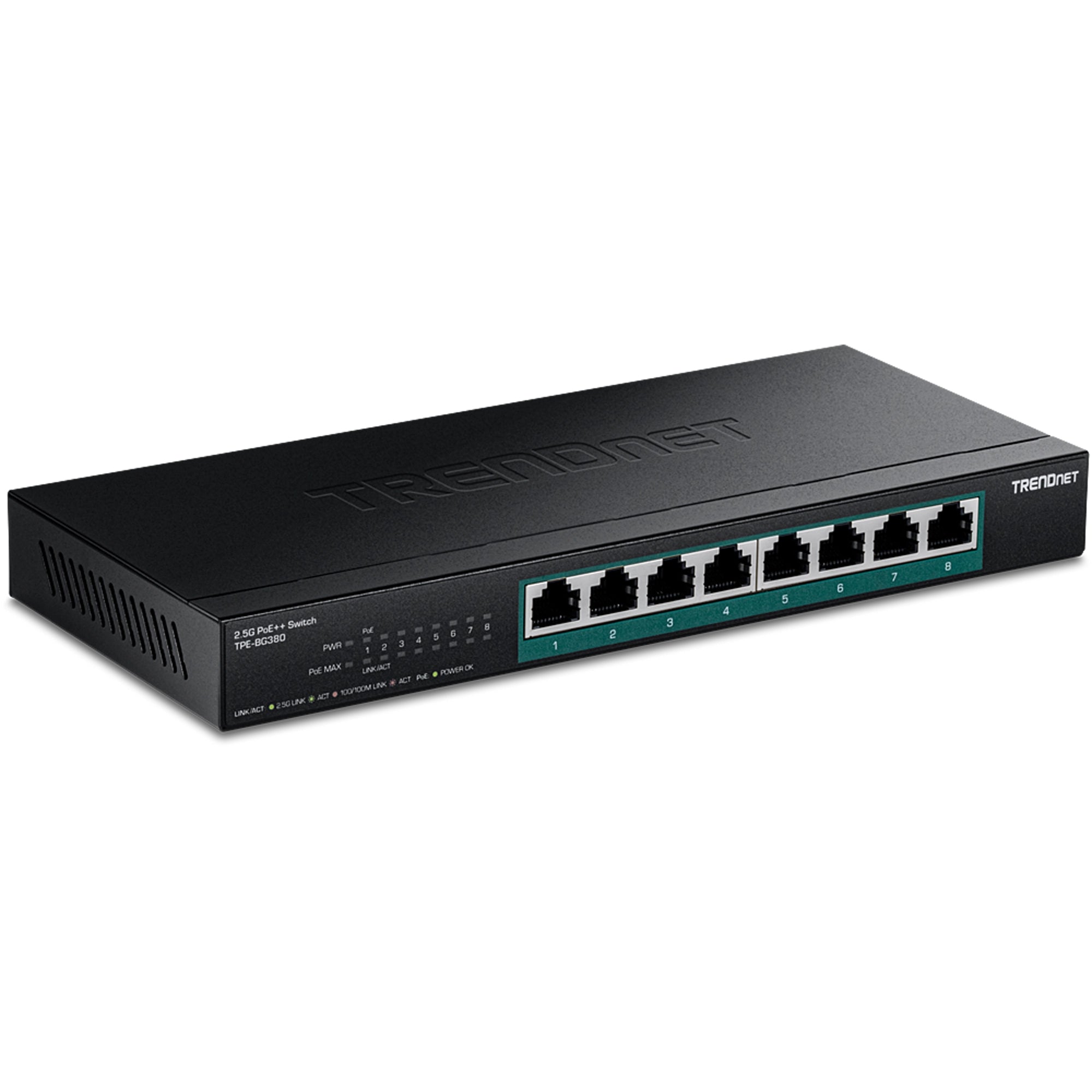 TRENDnet TPE-BG380 – Unmanaged Switch – 8× 2,5G, PoE++, PoE-Budget 230 W, Desktop