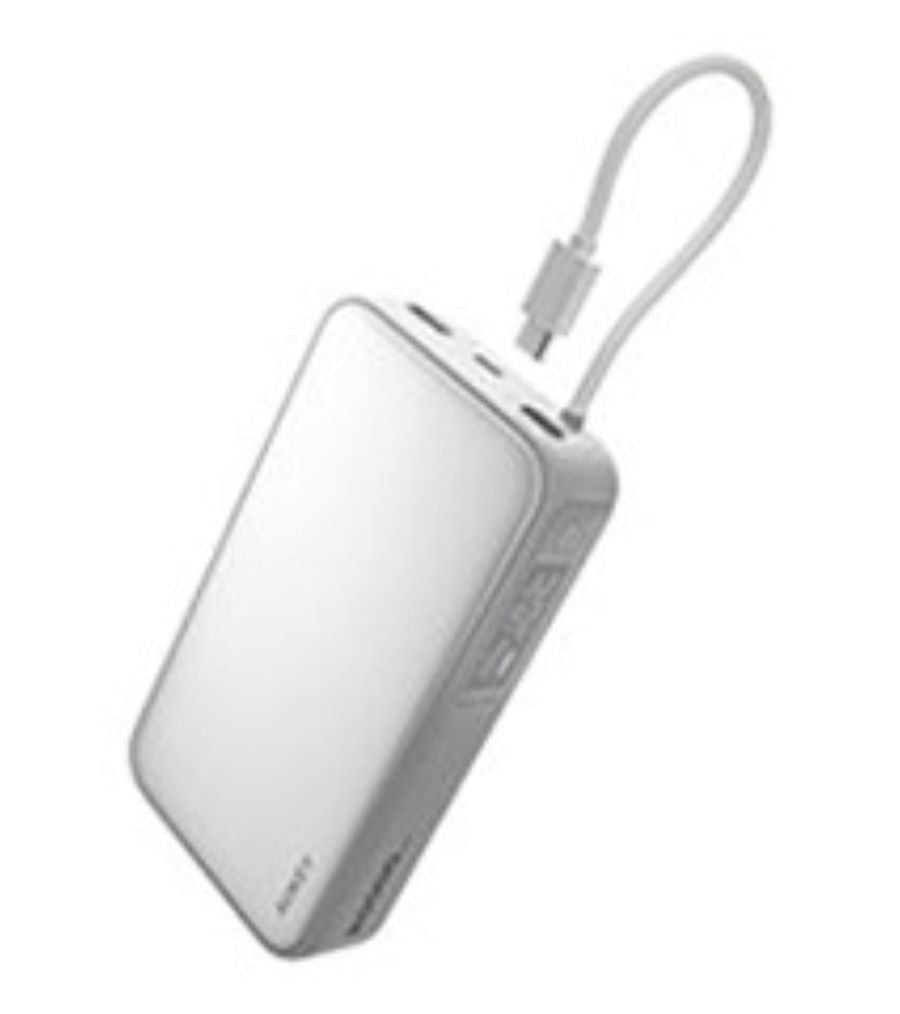 AUKEY Powerbank 10000 mAh, PD 30 W, mit integriertem USB-C-Kabel, Digitalanzeige, für Smartphones
