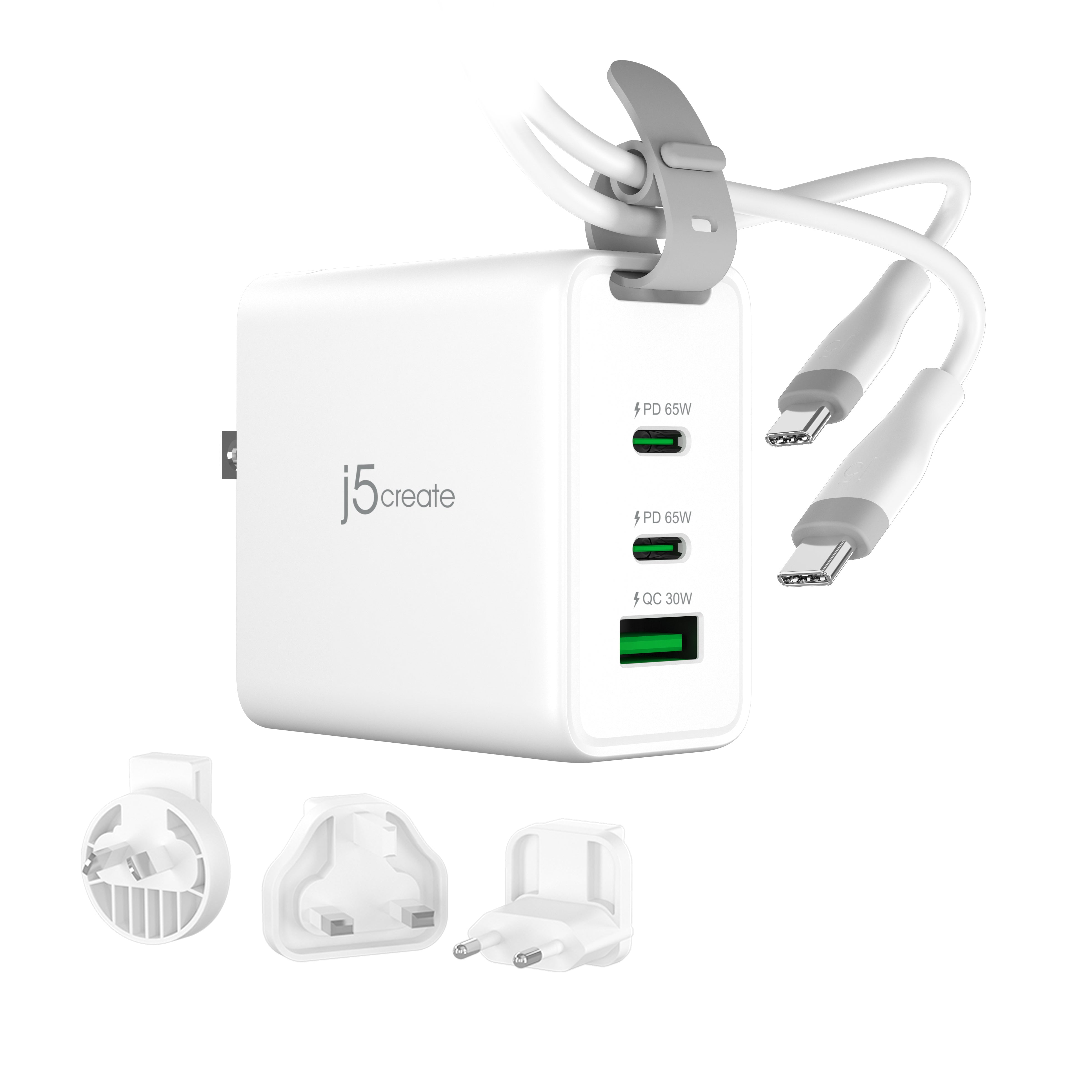 j5create Ladegerät – 65 W, 3× USB-C, GaN