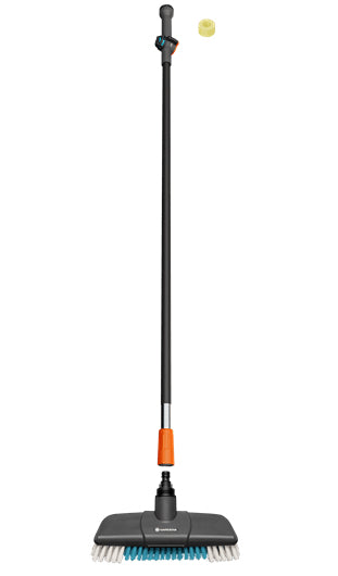Gardena Besen Cleansystem Wasch-Set – 27 cm Wischbreite, Teleskopstiel 101 cm, Kunststoff, Grün/Grau/Orange