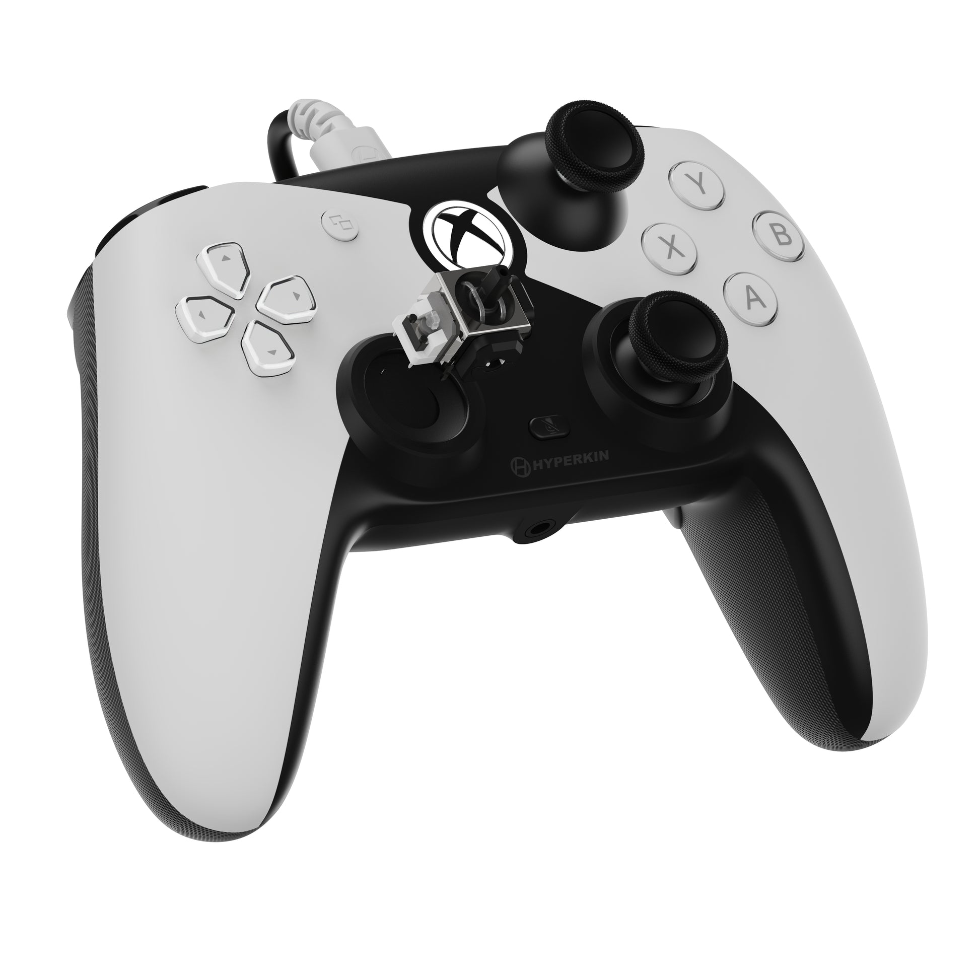 Hyperkin Competitor (M01638-WH) – Gamepad – USB (kabelgebunden), Vibration, 2 Joysticks, für Xbox & PC, Weiss