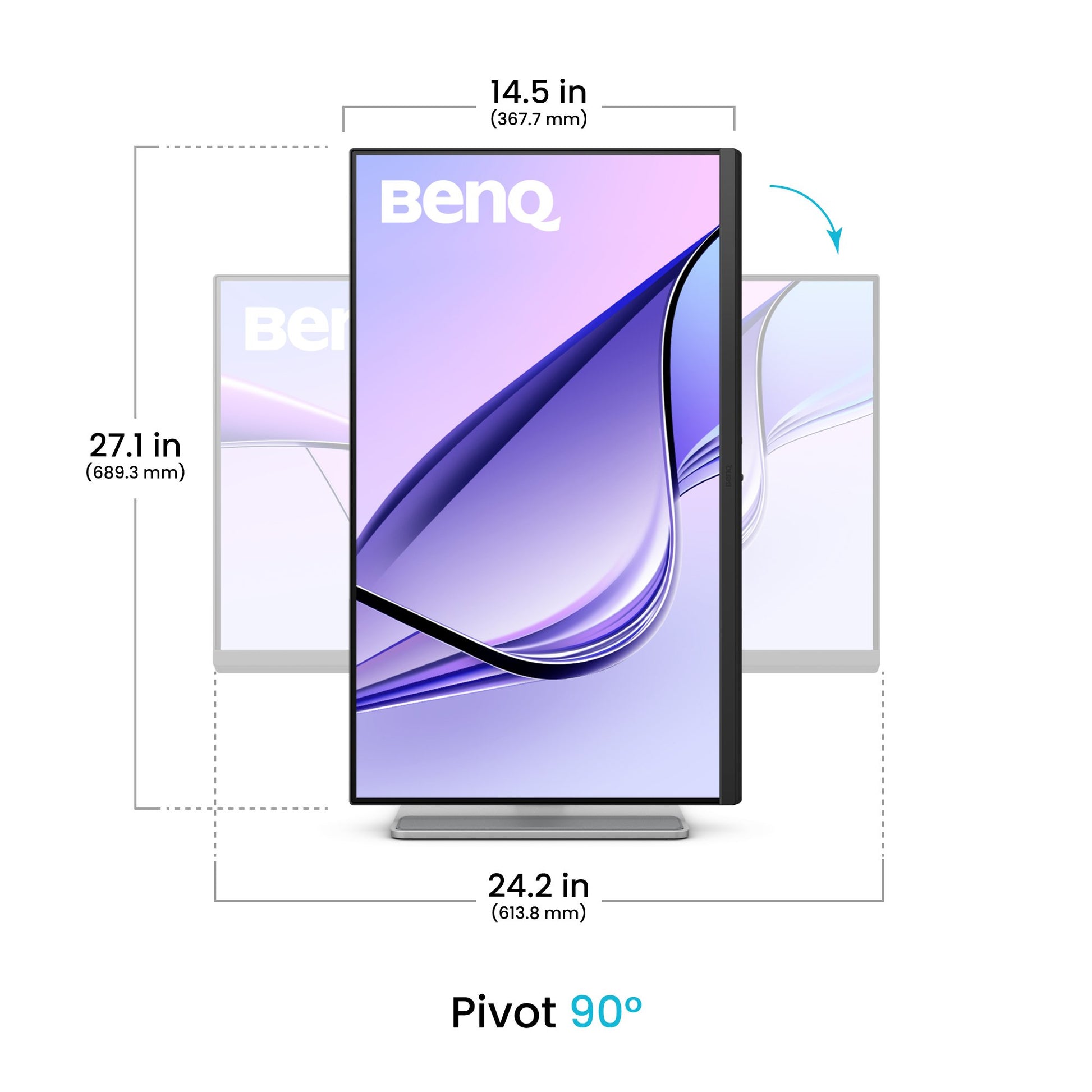 BenQ MA270U – Monitor, 27", 3840 × 2160 (UHD 4K), IPS, 60 Hz, 400 cd/m², USB-C, VESA 100 × 100, Silber