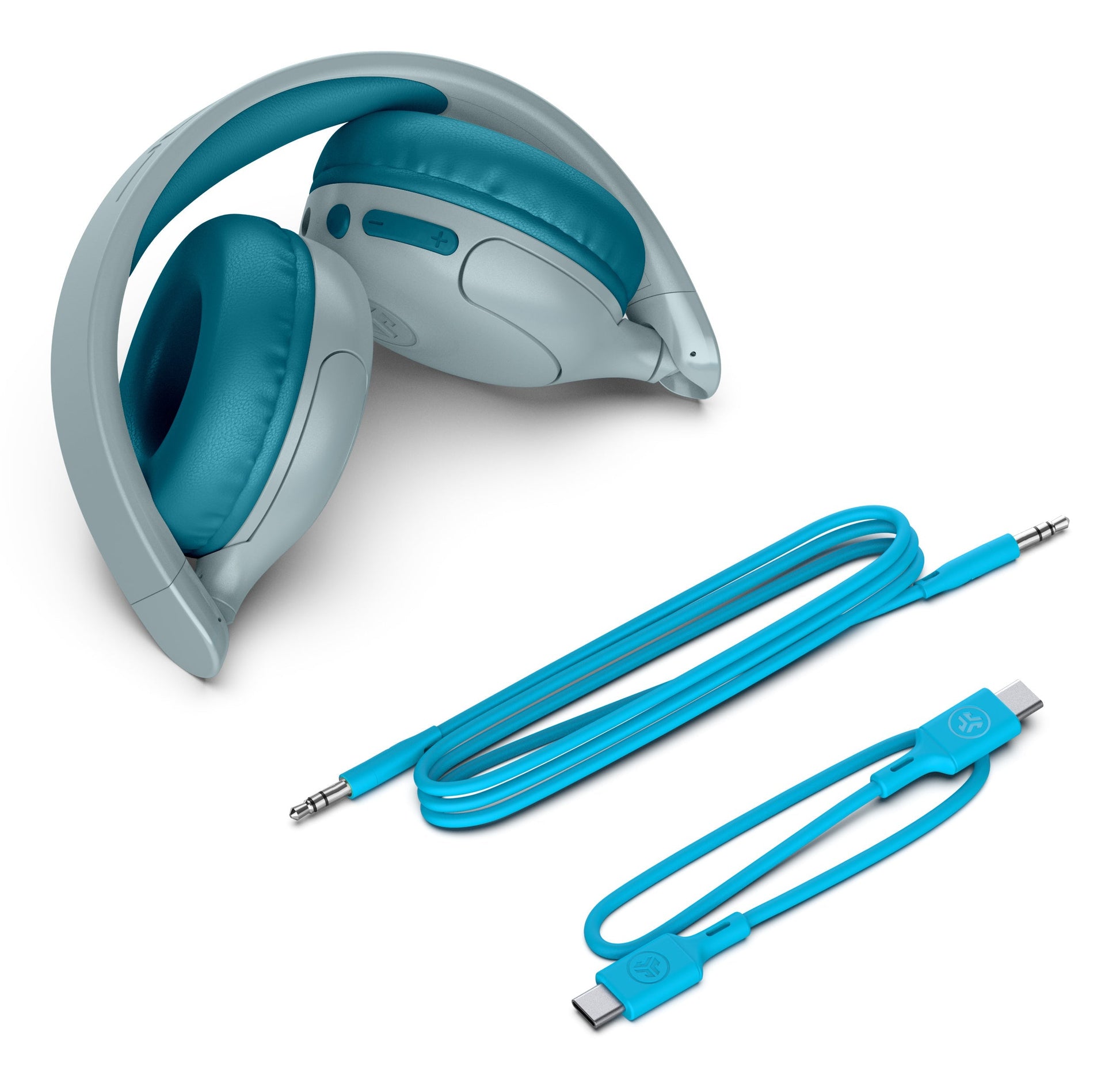 JLab JBuddies Pop Kinderkopfhörer – Over-Ear, Stereo, Kabel + BT, 85/95 dB Lautstärke-Limit, Türkis