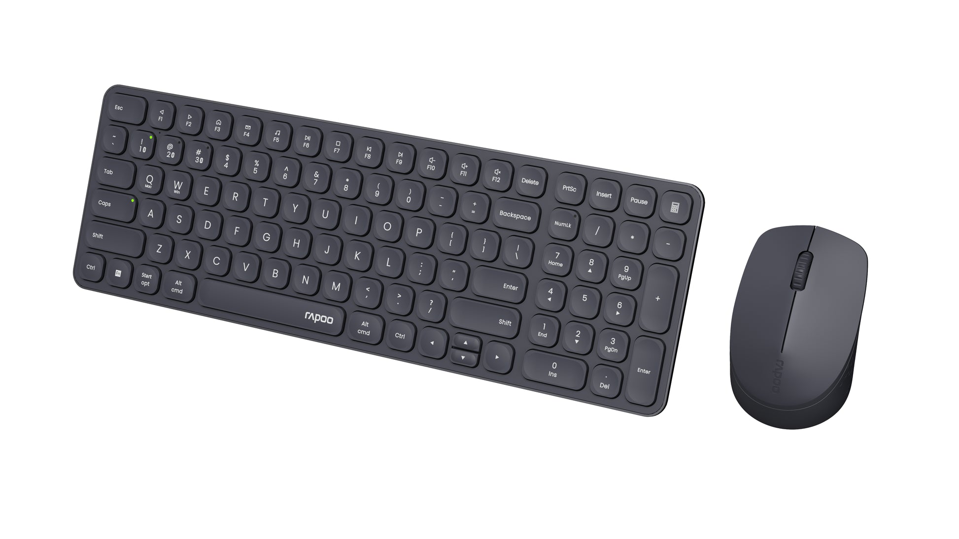 Rapoo 9310M Ultraslim – Tastatur, kabellos (2,4 GHz), CH-Layout (DE-CH), Fullsize (mit Ziffernblock), Membran