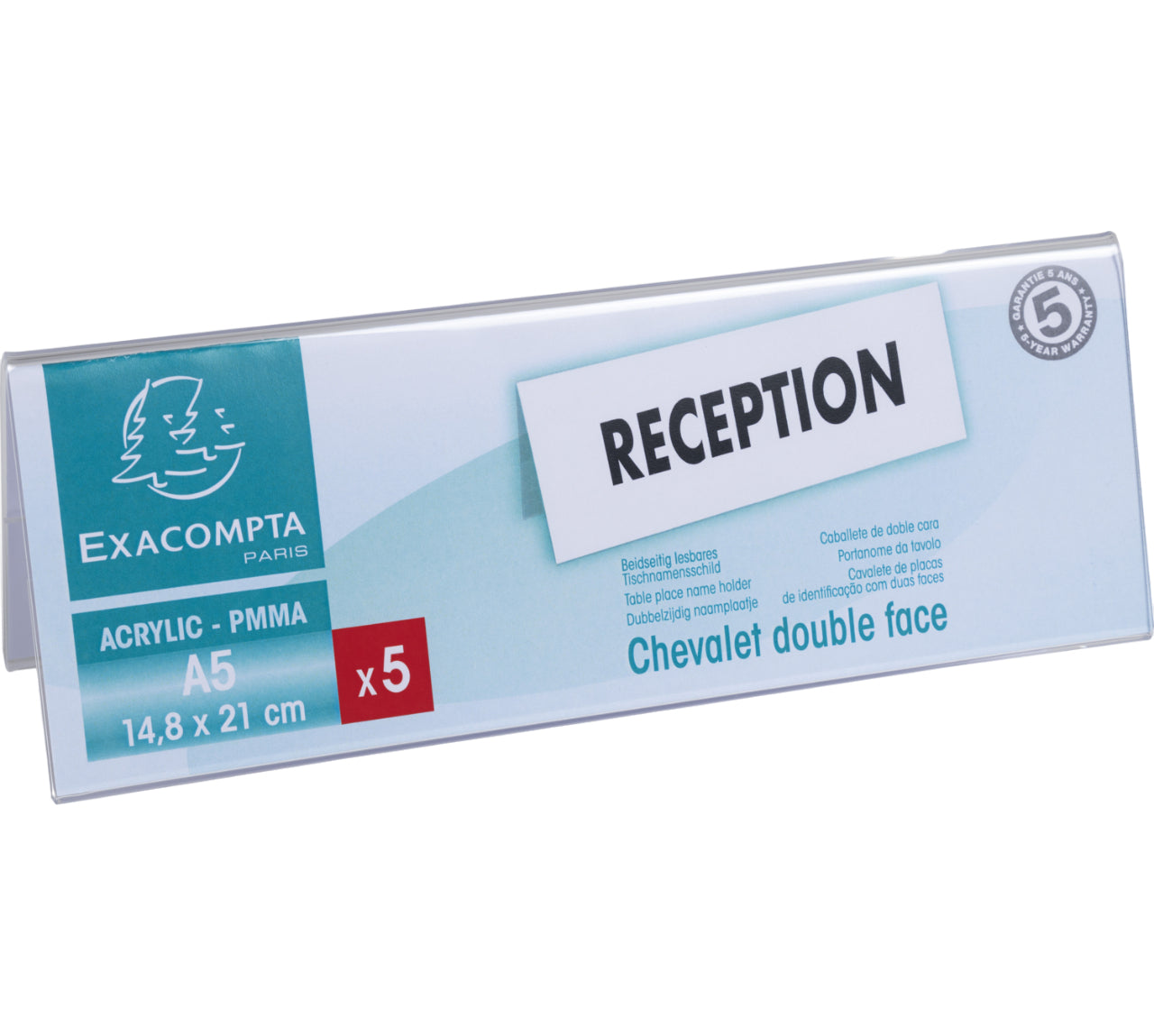 Exacompta Kennzeichnungstasche 85358D – für A5 – UV-beständig – transparent – Acryl – 5 Stk.