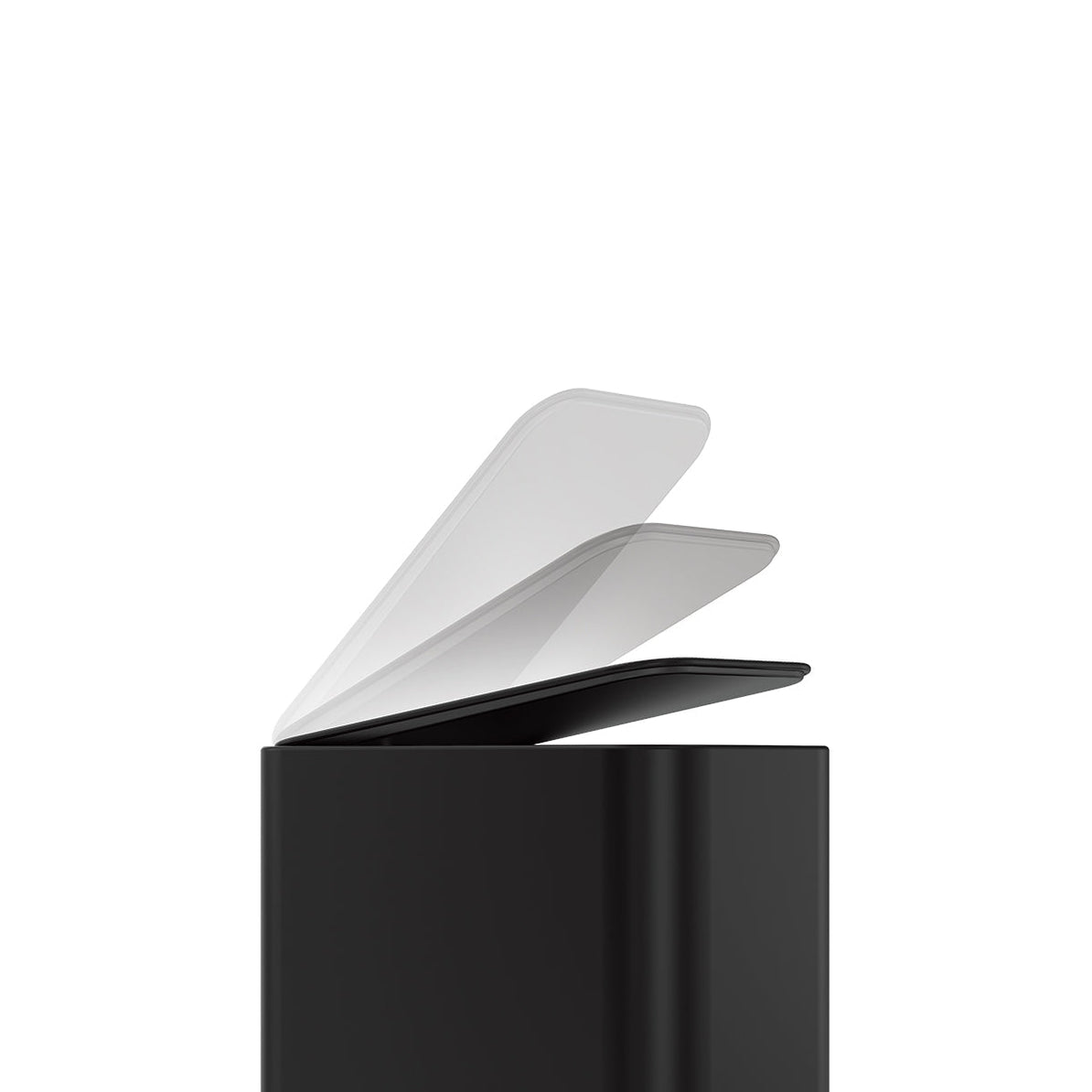 simplehuman Papierkorb – 5 l, mit Deckel, Edelstahl, schwarz matt – B × H × T 157 × 310 × 320 mm
