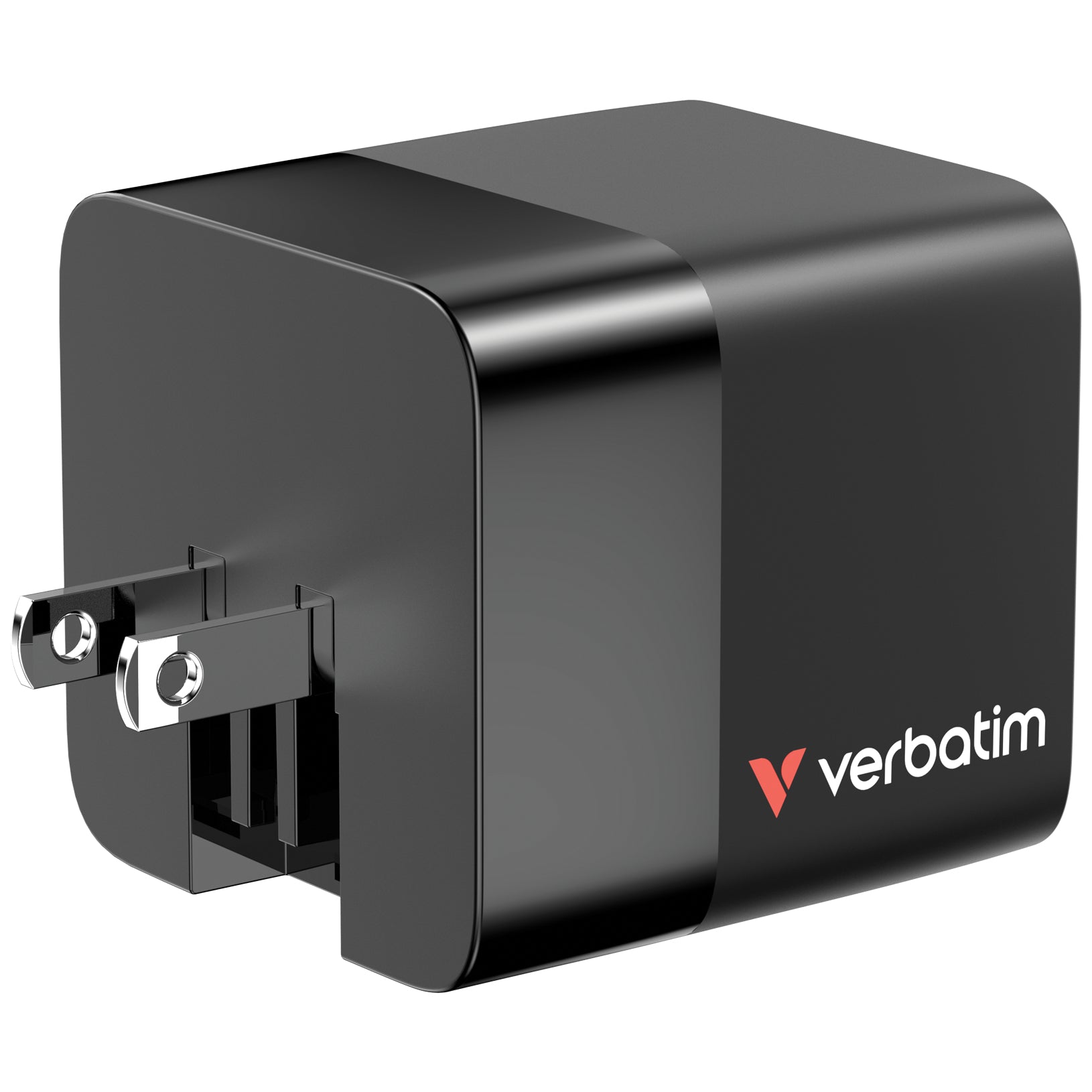 Verbatim GaN Ladegerät USB-Ladegerät 65 W – USB-C×1, USB-A×1 – PD, PPS, QC 3.0, GaN – EU/UK/US Adapter – Schwarz