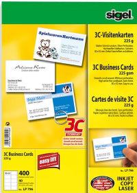 Sigel Visitenkarten, 85 × 55 mm – für Laser/Inkjet/Kopierer – A4, 10 pro Blatt – 400 Karten – FSC-zertifiziert