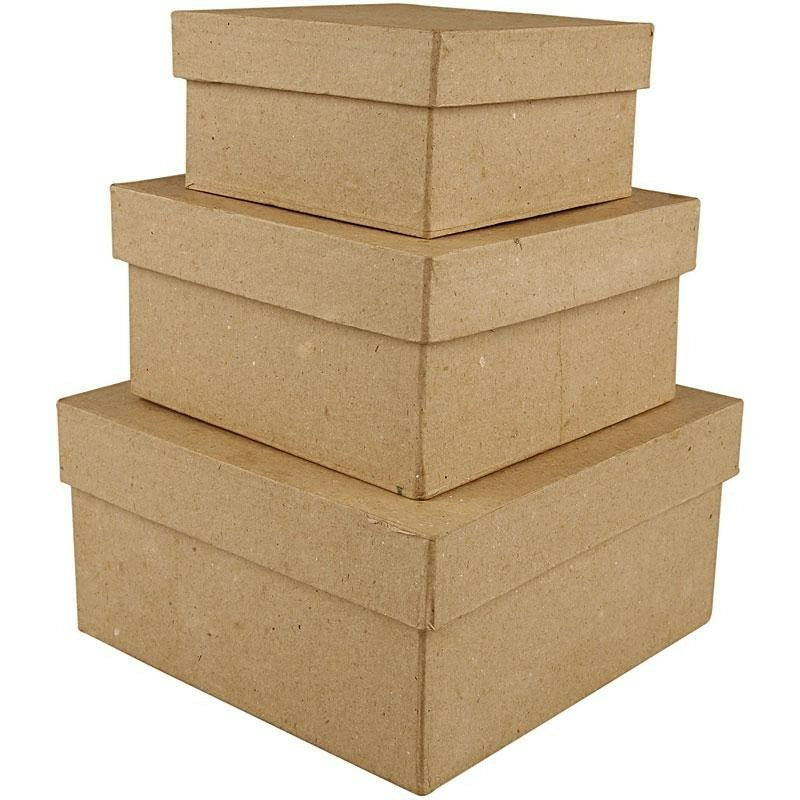 Creativ Company Aufbewahrungsbox (3 Stück) – Karton – Cappuccino