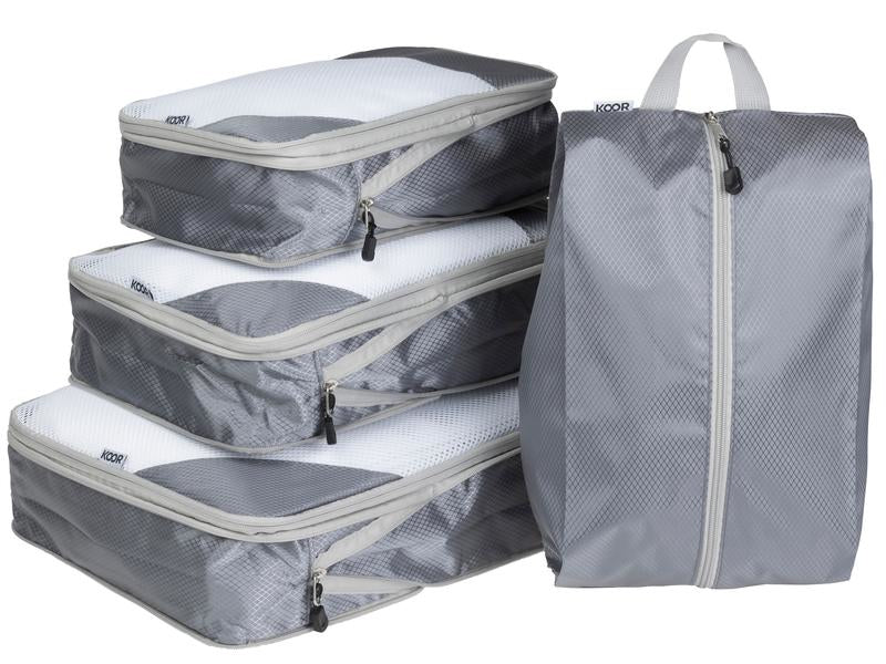 KOOR Packhilfen-Set – mit Reissverschluss, mit Tragegriff – 30 l – Grau, Polyester – 4-teilig
