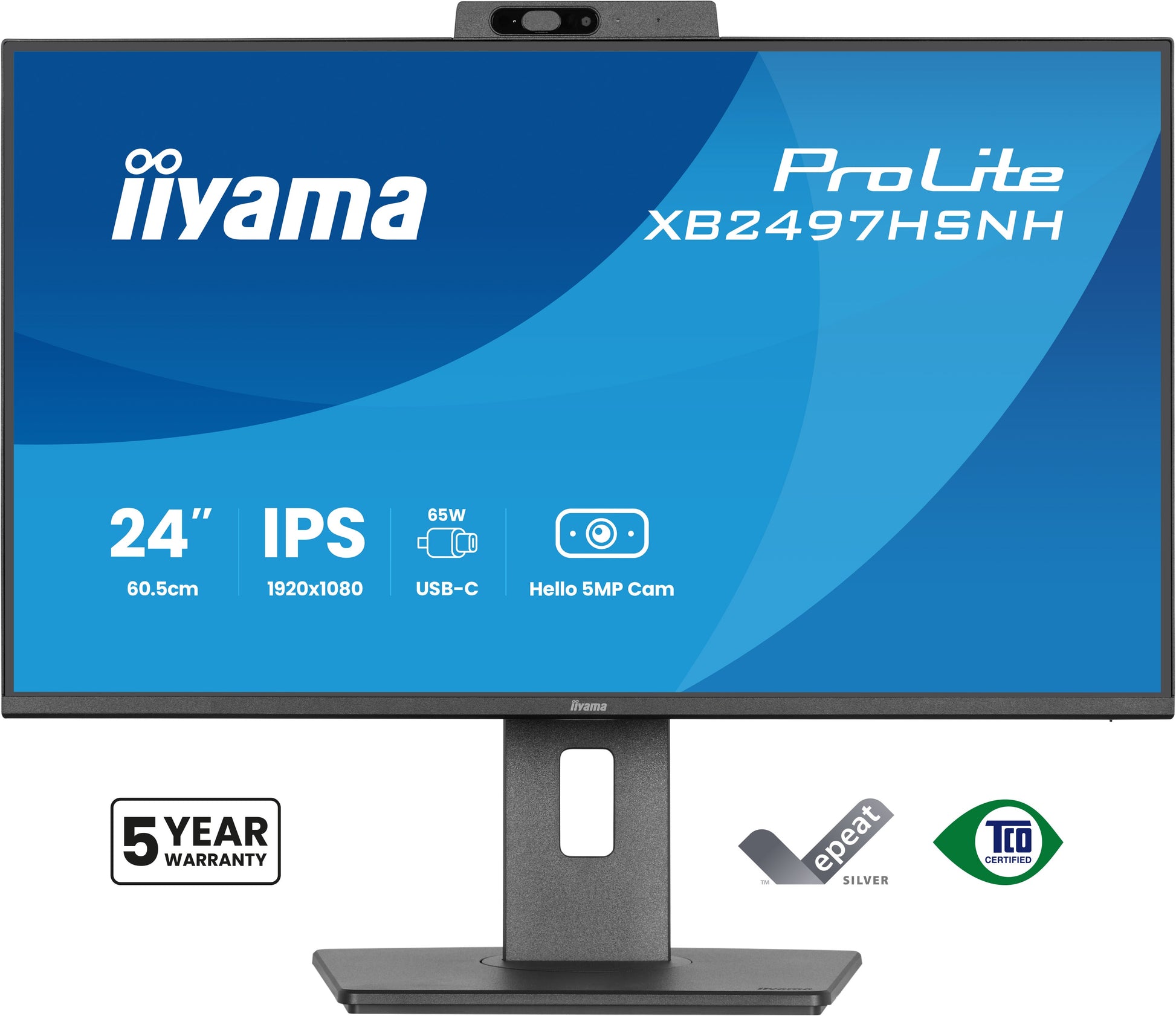 iiyama ProLite XB2497HSNH-B1 – 23,8", 1920 × 1080 (Full HD), IPS, 100 Hz, USB-C 65 W, Webcam, LAN