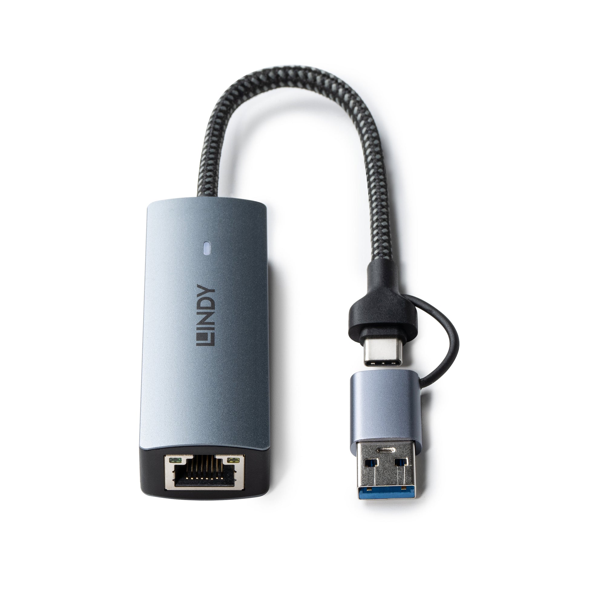 Lindy USB-C zu 5G Ethernet-Adapter 43415 – USB 3.2 Gen 2, 5 Gbit/s, 1× RJ-45, Grau