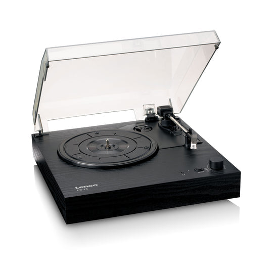 Lenco LS-15BK – Plattenspieler (Riemenantrieb), Bluetooth, Phono-Vorverstärker, 33⅓/45 U/min – Schwarz