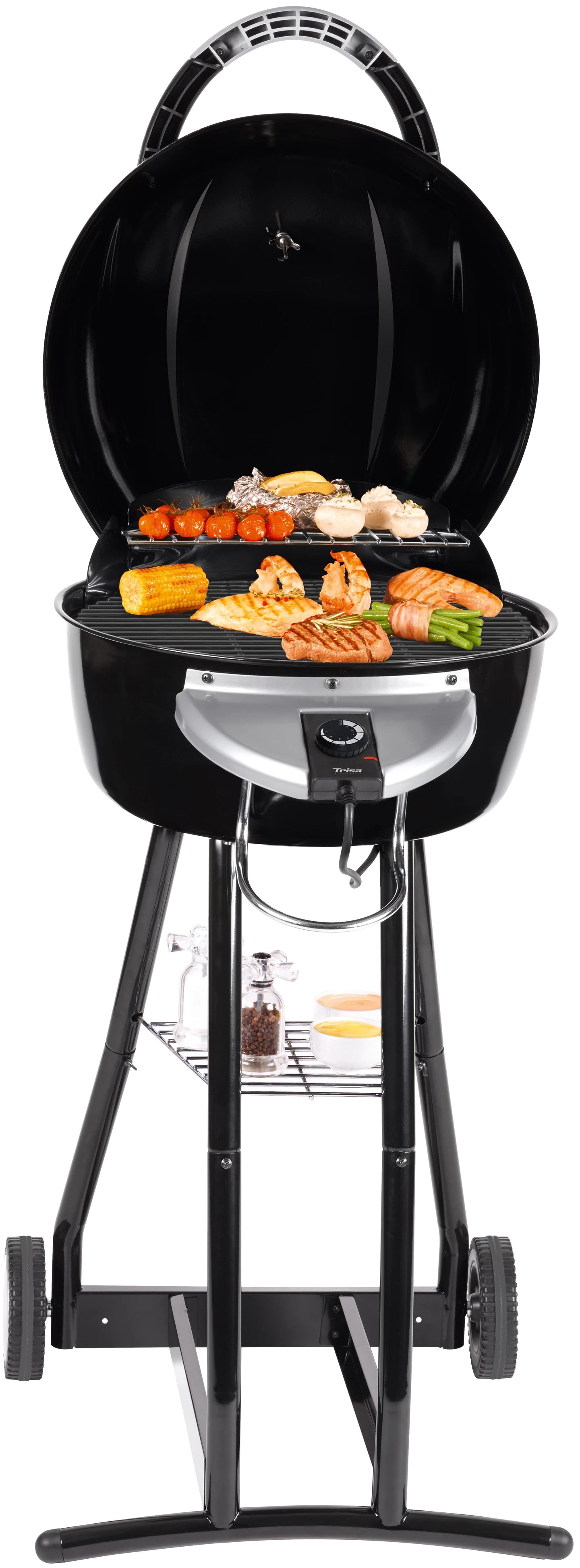 Trisa Elektrogrill BBQ Star 2 in 1 – 2000 W, elektrisch & Holzkohle – Schwarz/Silber