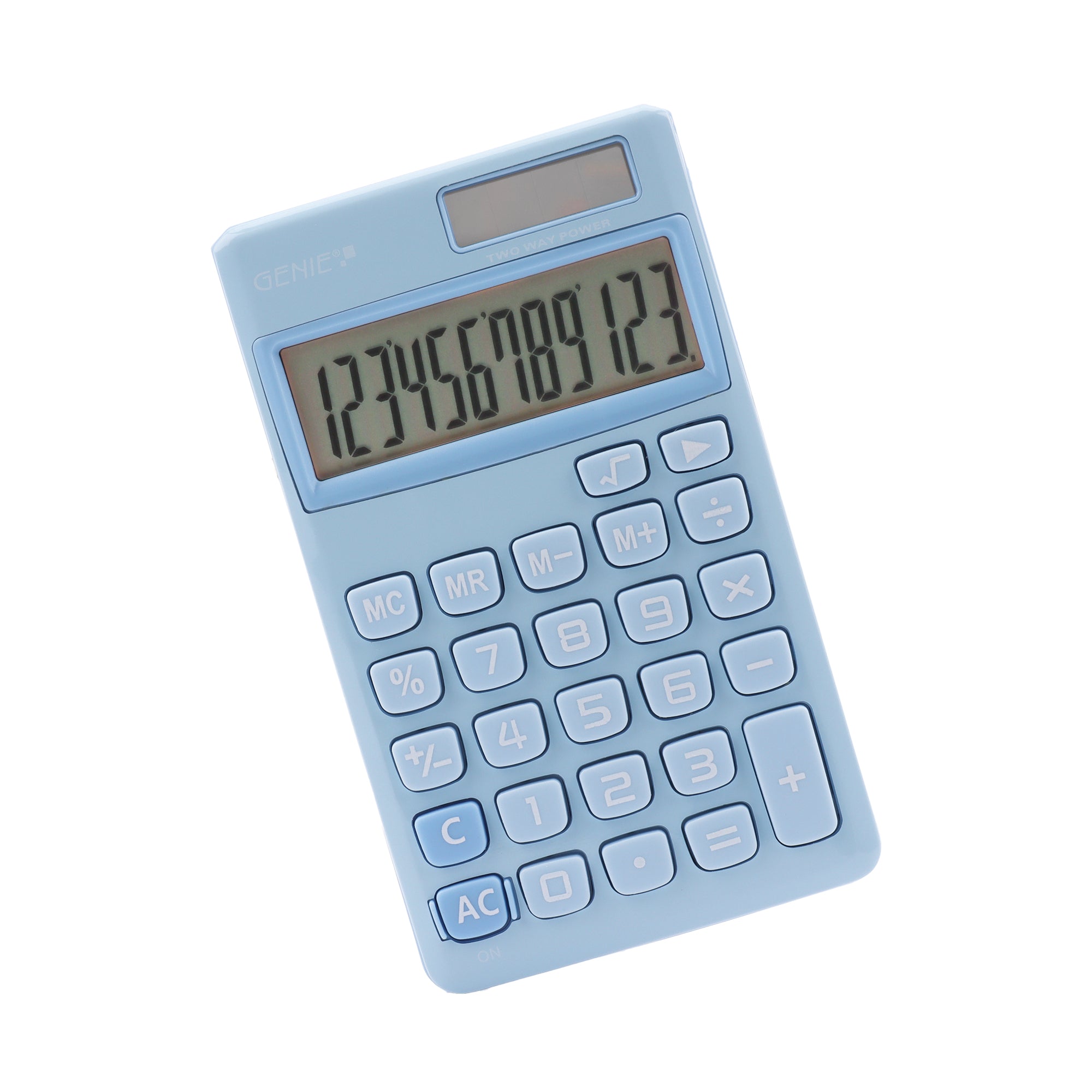 Genie Taschenrechner 212B – 12-stellig – Solar/Batterie – Blau