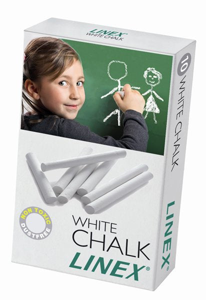 Linex Tafelkreide – Rundspitze, Ø 5 mm, Weiss, 10er-Set, Staubfrei