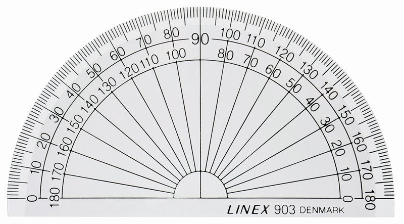 Linex Wandtafel-Winkel 180° – 10 × 10 cm, Kunststoff, Transparent, Skalenfarbe Schwarz, Stärke 1,5 mm